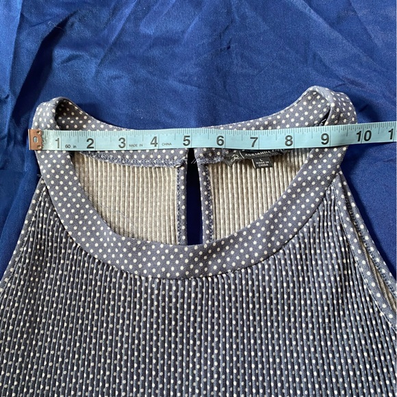 Adrianna Papell Micro Polka Dot Stretch Halter Tank Top Size L Gray White - Picture 5 of 9